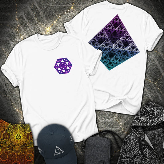 3D Sierpinski Fractal 2 Sided T-Shirt - 3D Sierpinski Fractal 2 Sided T-Shirt - White