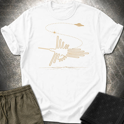 Geoglif Ptaka I Latający Spodek - Geoglif Ptaka I Latający Spodek T-Shirt - White
