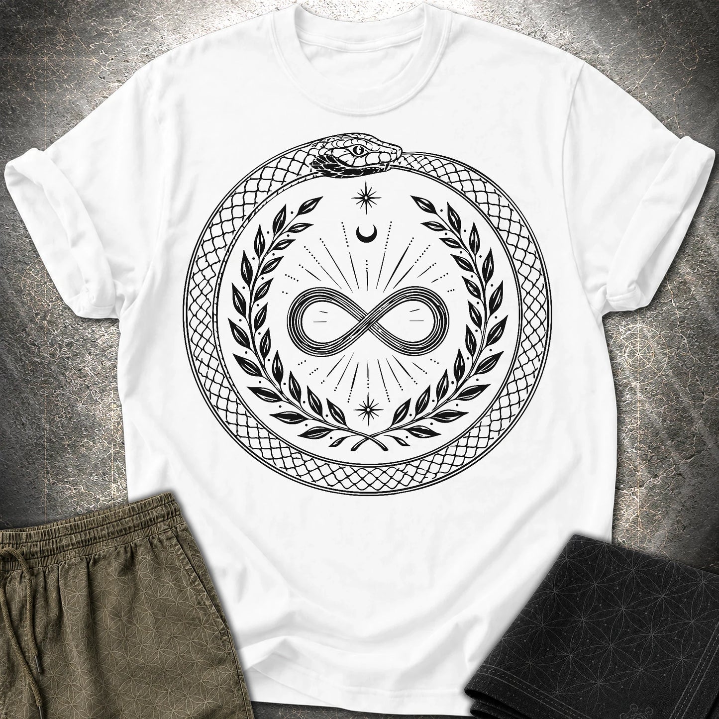 888 Ouroboros Infinity Unisex T-Shirt - 888 Ouroboros Infinity Unisex T-Shirt - White