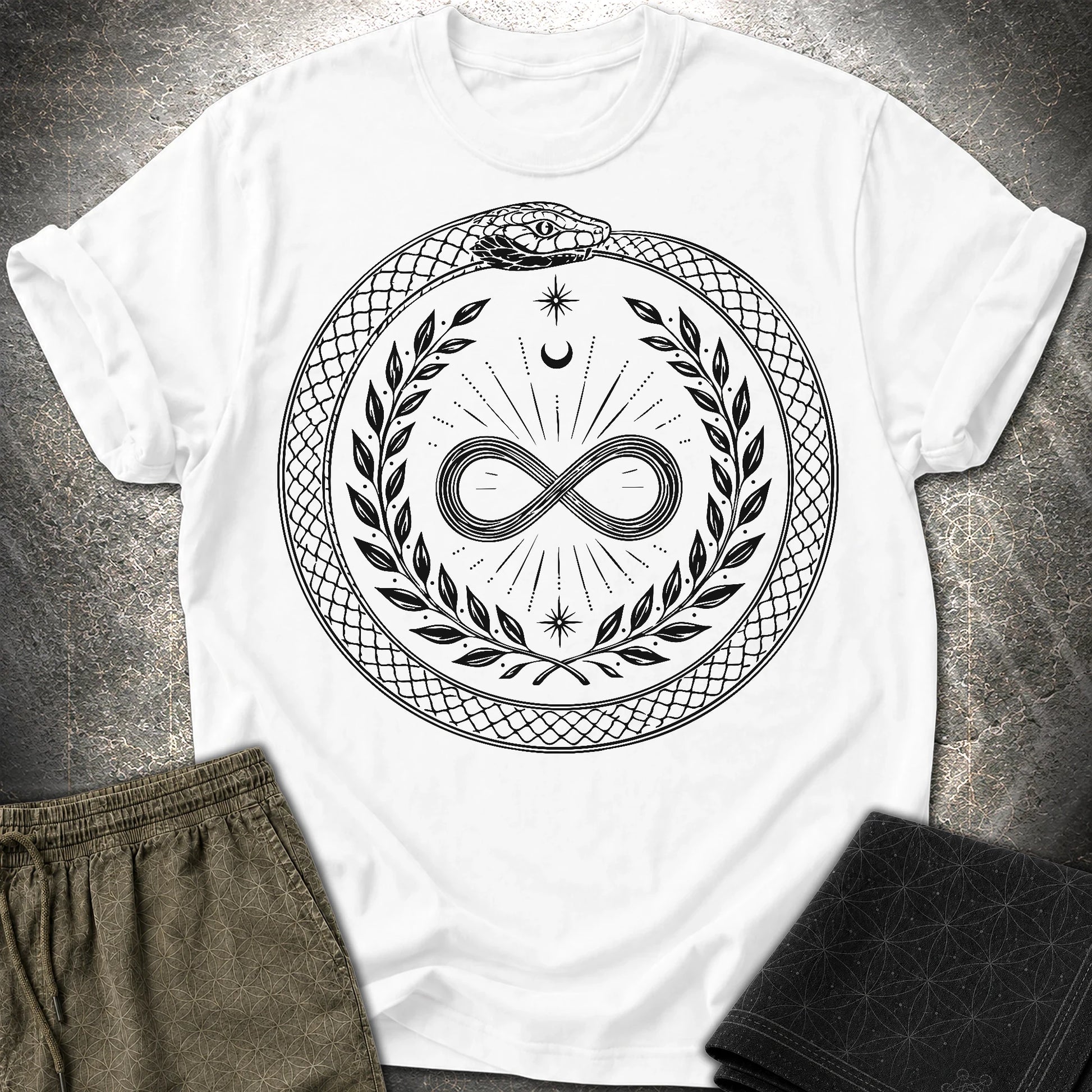 888 Ouroboros Infinity Unisex T-Shirt - 888 Ouroboros Infinity Unisex T-Shirt - White