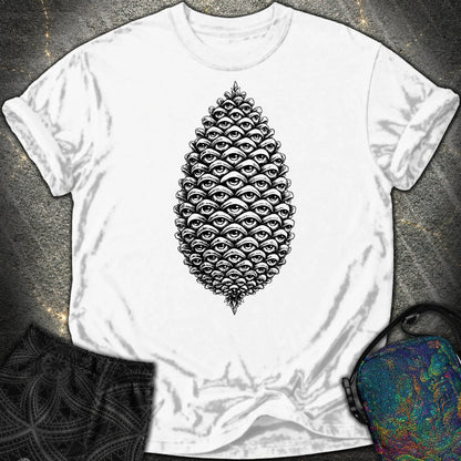 All Seeing Pinecone Black Comfort T-Shirt - All Seeing Pinecone Black Comfort T-Shirt - White
