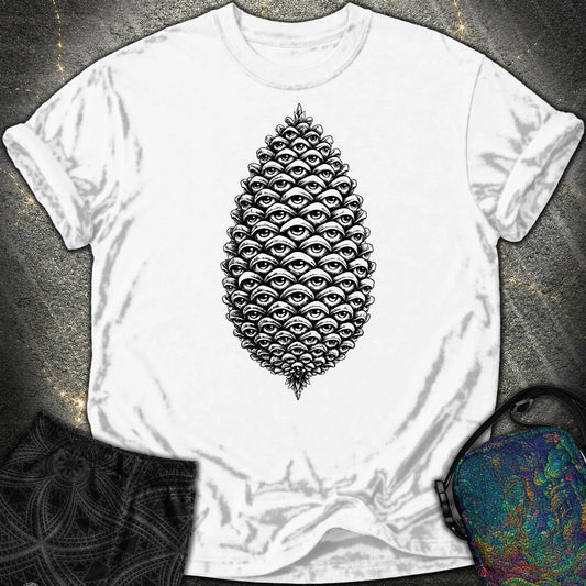 All Seeing Pinecone Black Comfort T-Shirt - All Seeing Pinecone Black Comfort T-Shirt - White