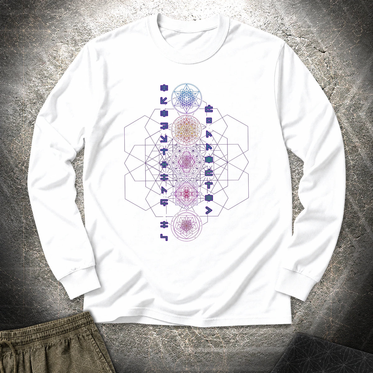 Everything Is Connected Sacred Geometry - Everything Is Connected Sacred Geometry Long Sleeve Shirt - White