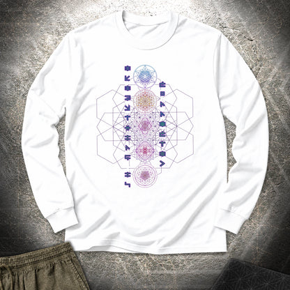 Everything Is Connected Sacred Geometry - Everything Is Connected Sacred Geometry Long Sleeve Shirt - White