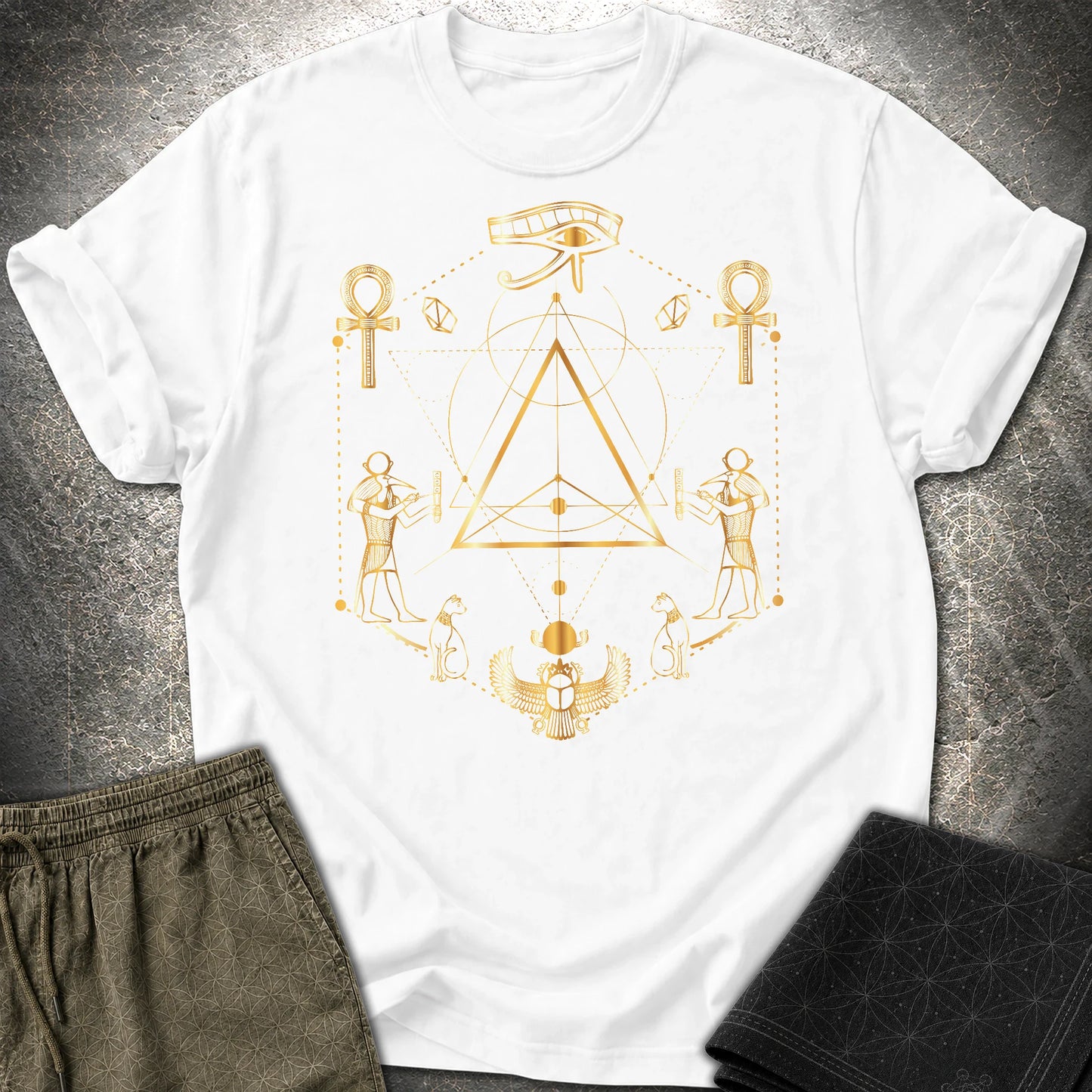 Eye Of Ra Egypt Geometry T-Shirt - Eye Of Ra Egypt Geometry T-Shirt - White