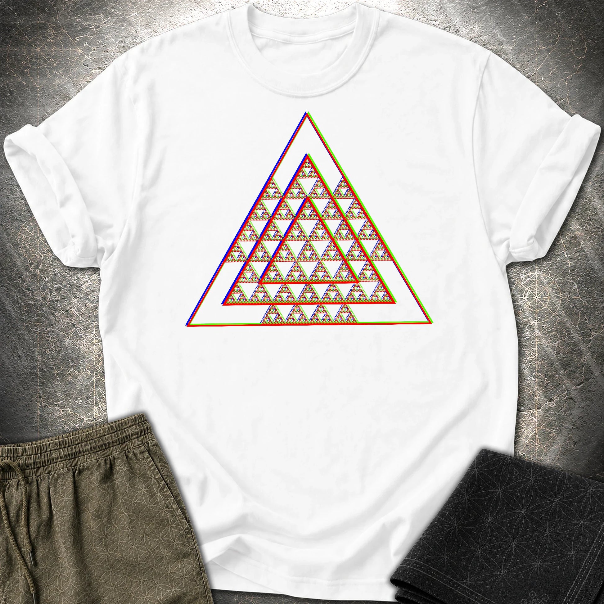 Sierpinski Glitch Triangle T-Shirt - Sierpinski Glitch Triangle T-Shirt - White