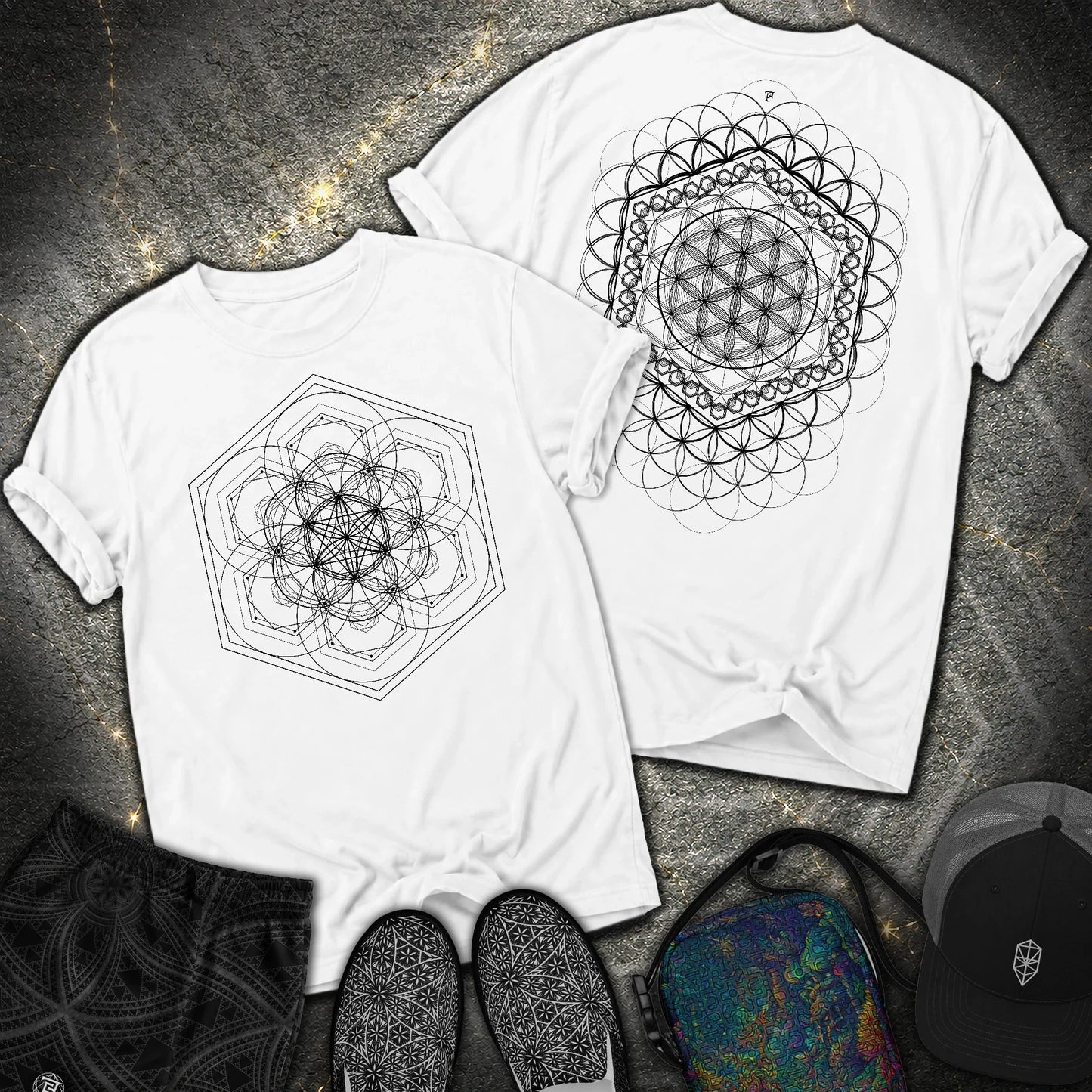 Harmony Flower Grid 2 Sided Comfort T-Shirt - Harmony Flower Grid 2 Sided Comfort T-Shirt - White