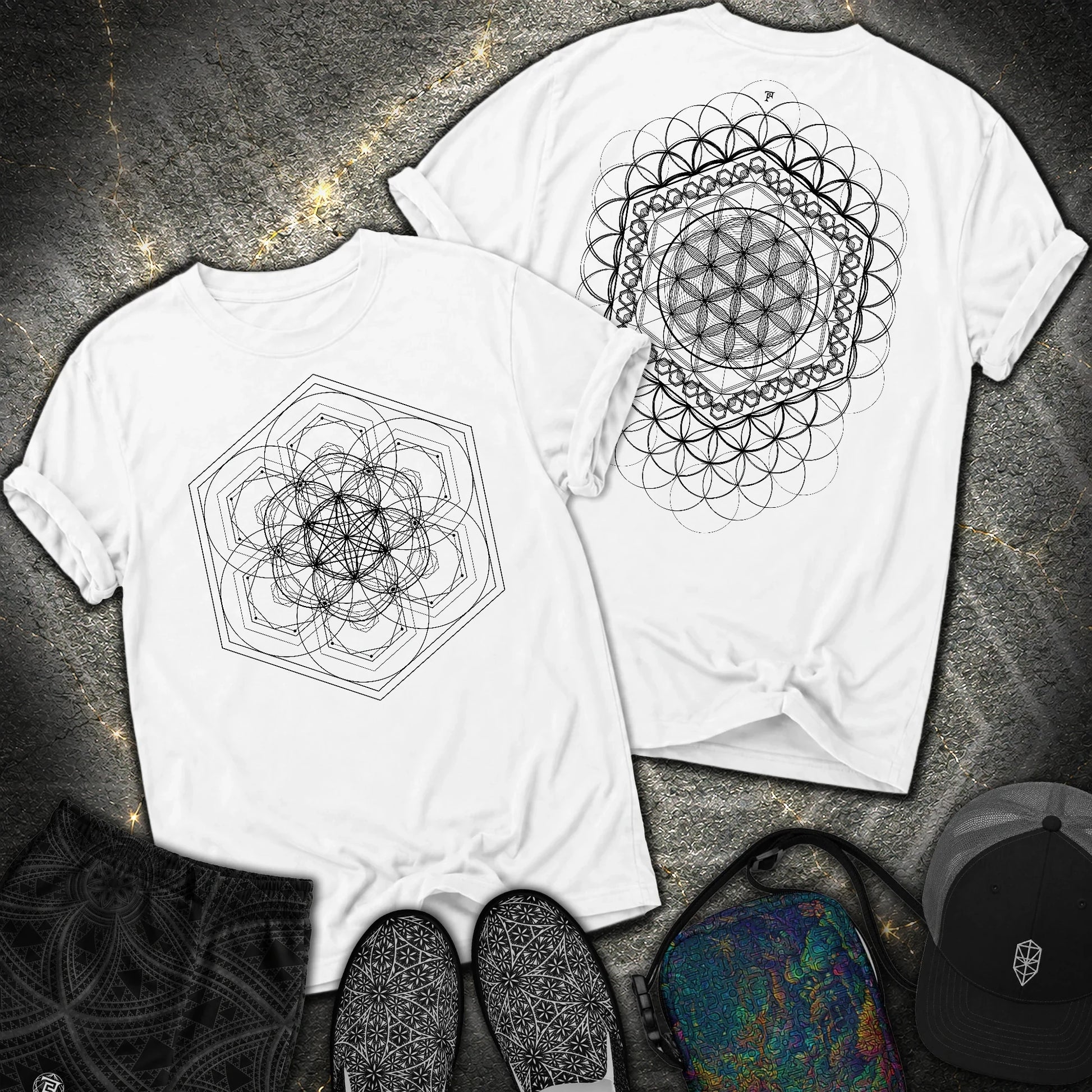 Harmony Flower Grid 2 Sided Comfort T-Shirt - Harmony Flower Grid 2 Sided Comfort T-Shirt - White