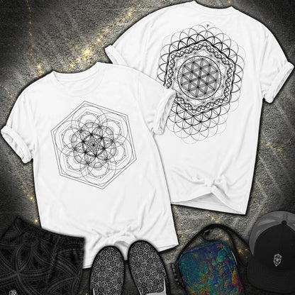 Harmony Flower Grid 2 Sided Comfort T-Shirt - Harmony Flower Grid 2 Sided Comfort T-Shirt - White