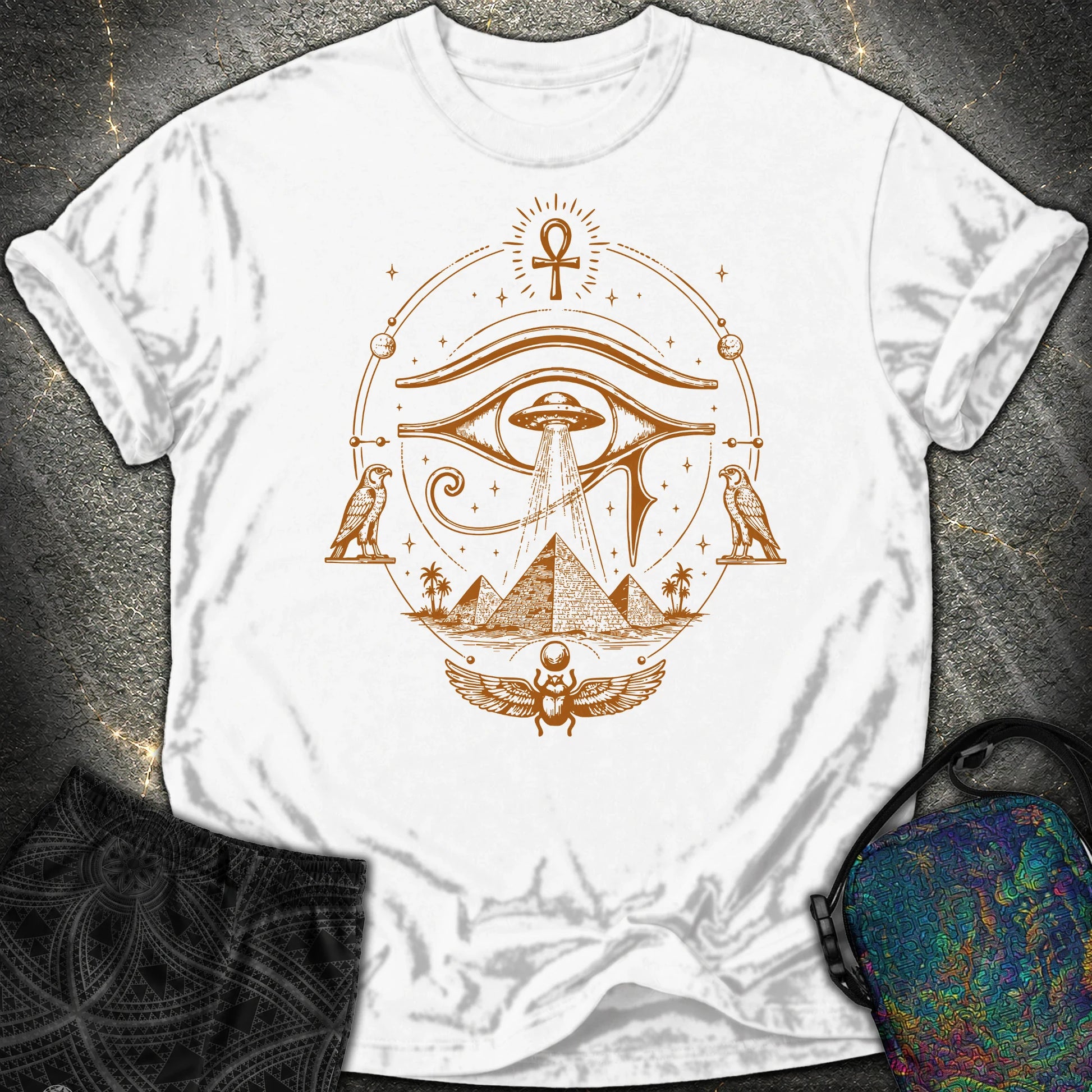 Ancient Eye Over Alien Pyramids - Ancient Eye Over Alien Pyramids Comfort T-Shirt - White