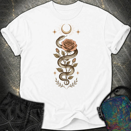 Snake Rose Moon - Snake Rose Moon Comfort T-Shirt - White