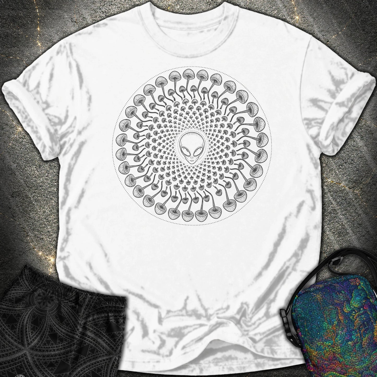 Alien Mushroom Spiral Comfort T-Shirt - Alien Mushroom Spiral Comfort T-Shirt - White