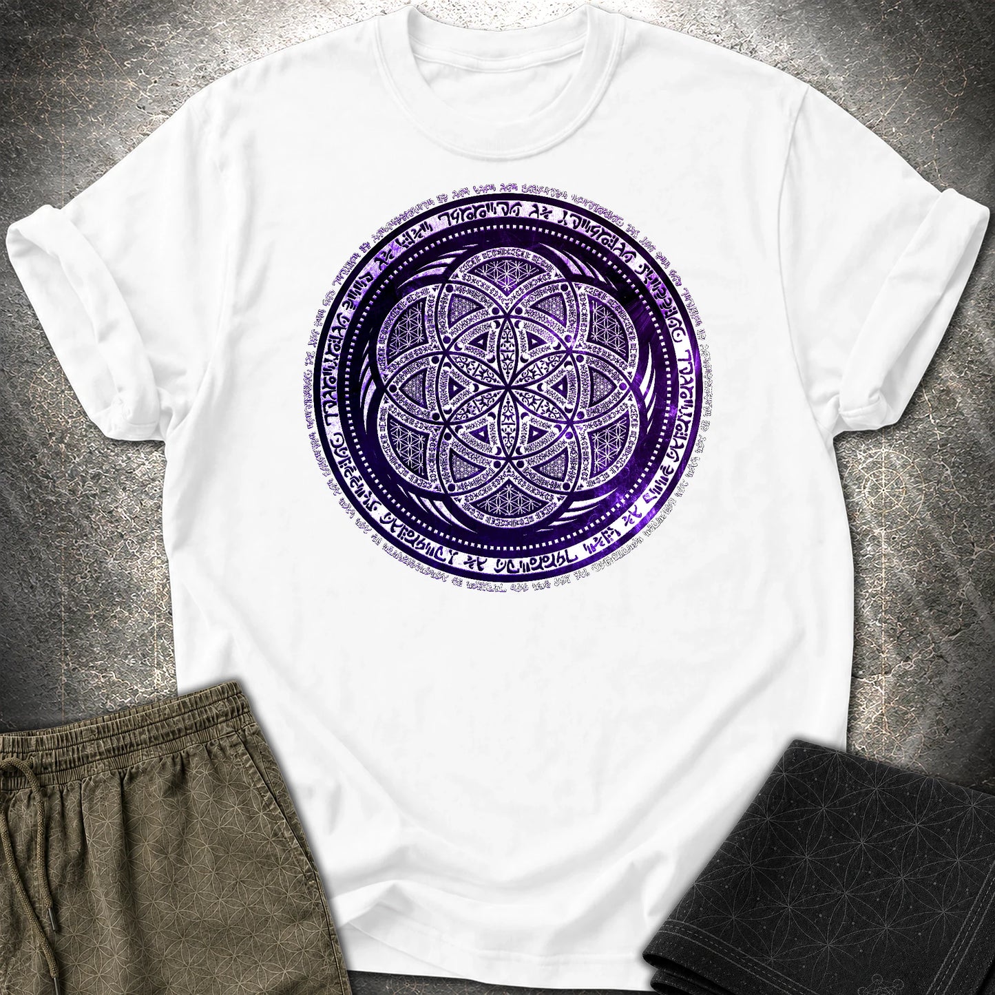 Seed Of Life Tribal Sacred Geometry T-Shirt - Seed Of Life Tribal Sacred Geometry T-Shirt - White