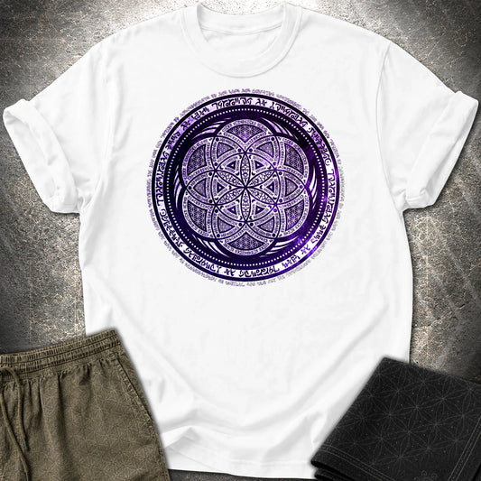 Seed Of Life Tribal Sacred Geometry T-Shirt - Seed Of Life Tribal Sacred Geometry T-Shirt - White