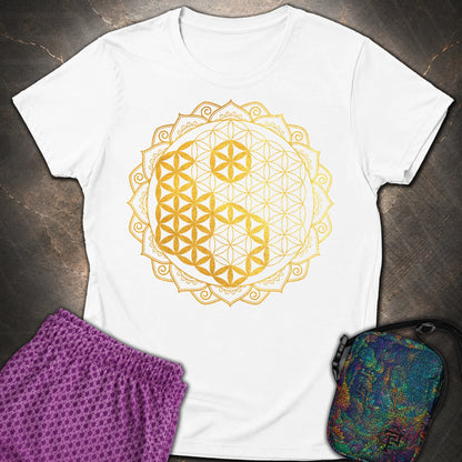 Yin Yang Gold Mandala - Yin Yang Gold Mandala Womens T-Shirt - White