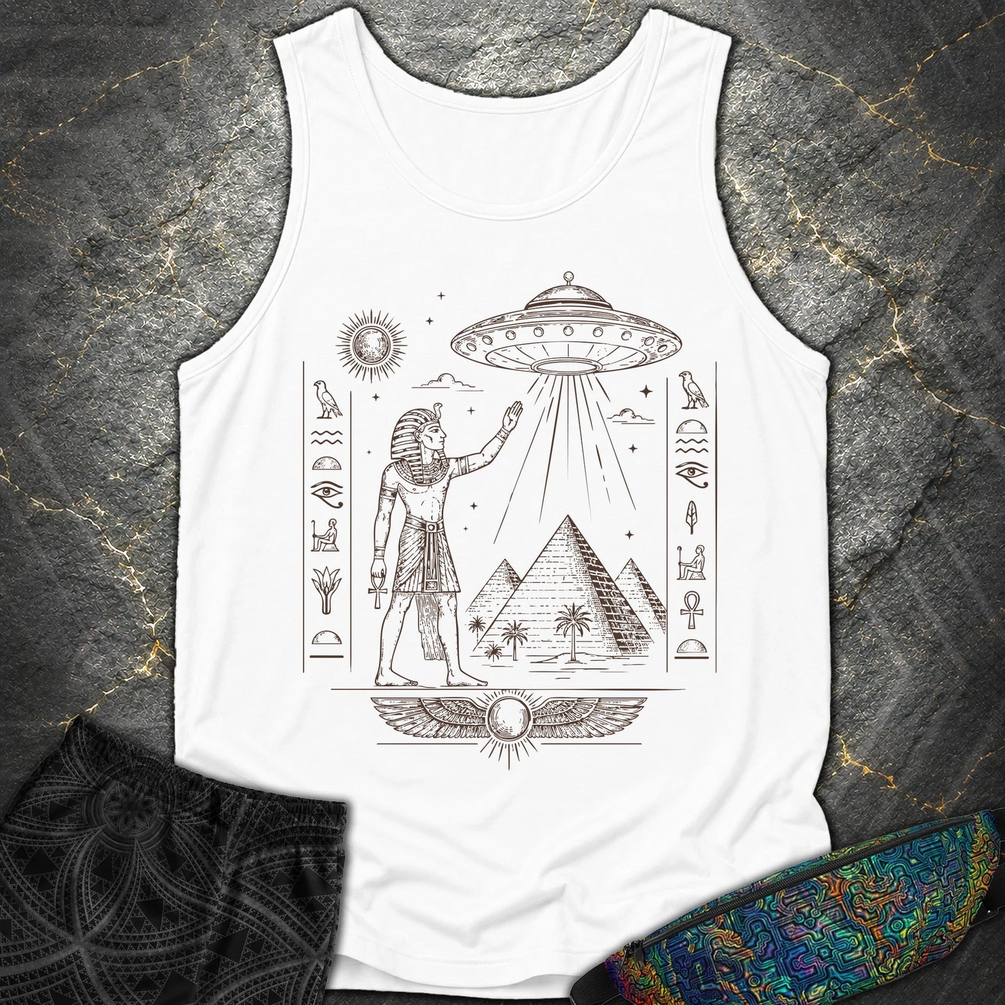 Pharaoh Beneath the Star Vessel - Pharaoh Beneath the Star Vessel Comfort Tank Top - White