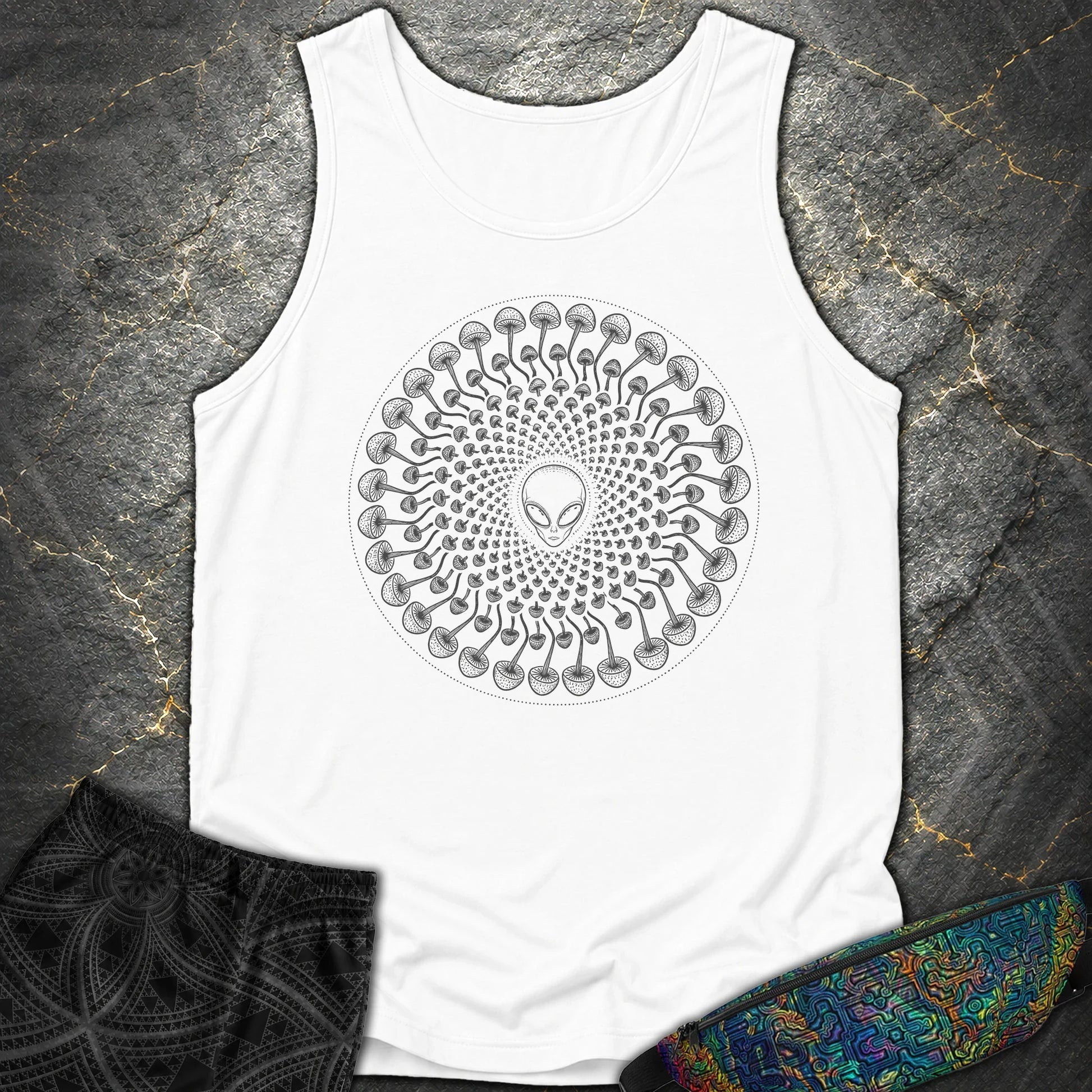Alien Mushroom Spiral Comfort Tank - Alien Mushroom Spiral Comfort Tank - White