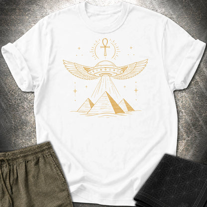 Winged Starship Over the Pyramids - Winged Starship Over the Pyramids T-Shirt - White