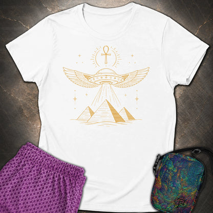 Winged Starship Over the Pyramids - Winged Starship Over the Pyramids Womens T-Shirt - White
