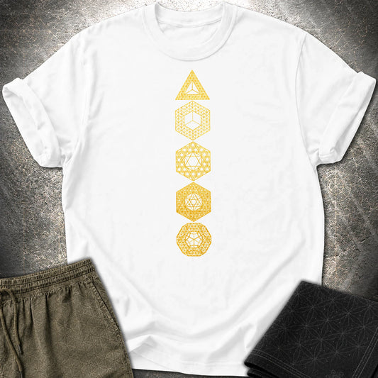 Platonic Solids Sacred Patterns T-Shirt - Platonic Solids Sacred Patterns T-Shirt - White
