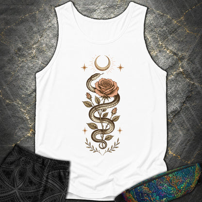Snake Rose Moon - Snake Rose Moon Comfort Tank Top - White