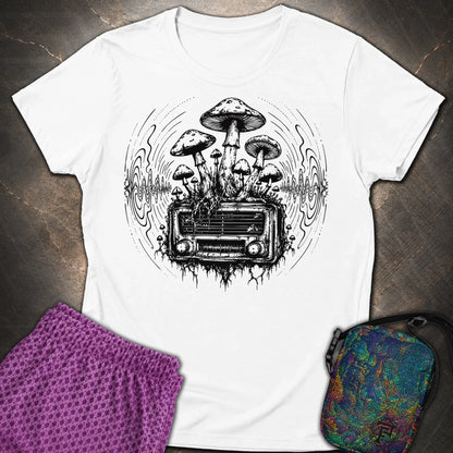 Mushroom Radio - Mushroom Radio Womens T-Shirt - White