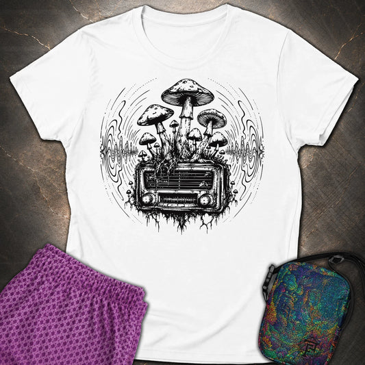 Mushroom Radio - Mushroom Radio Womens T-Shirt - White
