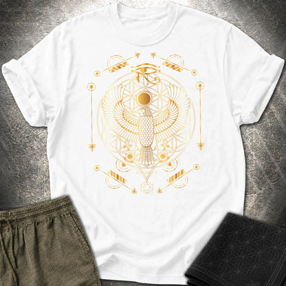 Falcon Flower Of Life Egypt T-Shirt - Falcon Flower Of Life Egypt T-Shirt - White