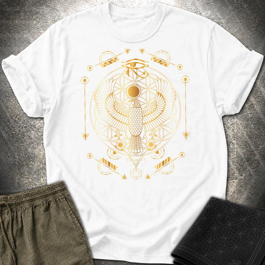Falcon Flower Of Life Egypt T-Shirt - Falcon Flower Of Life Egypt T-Shirt - White