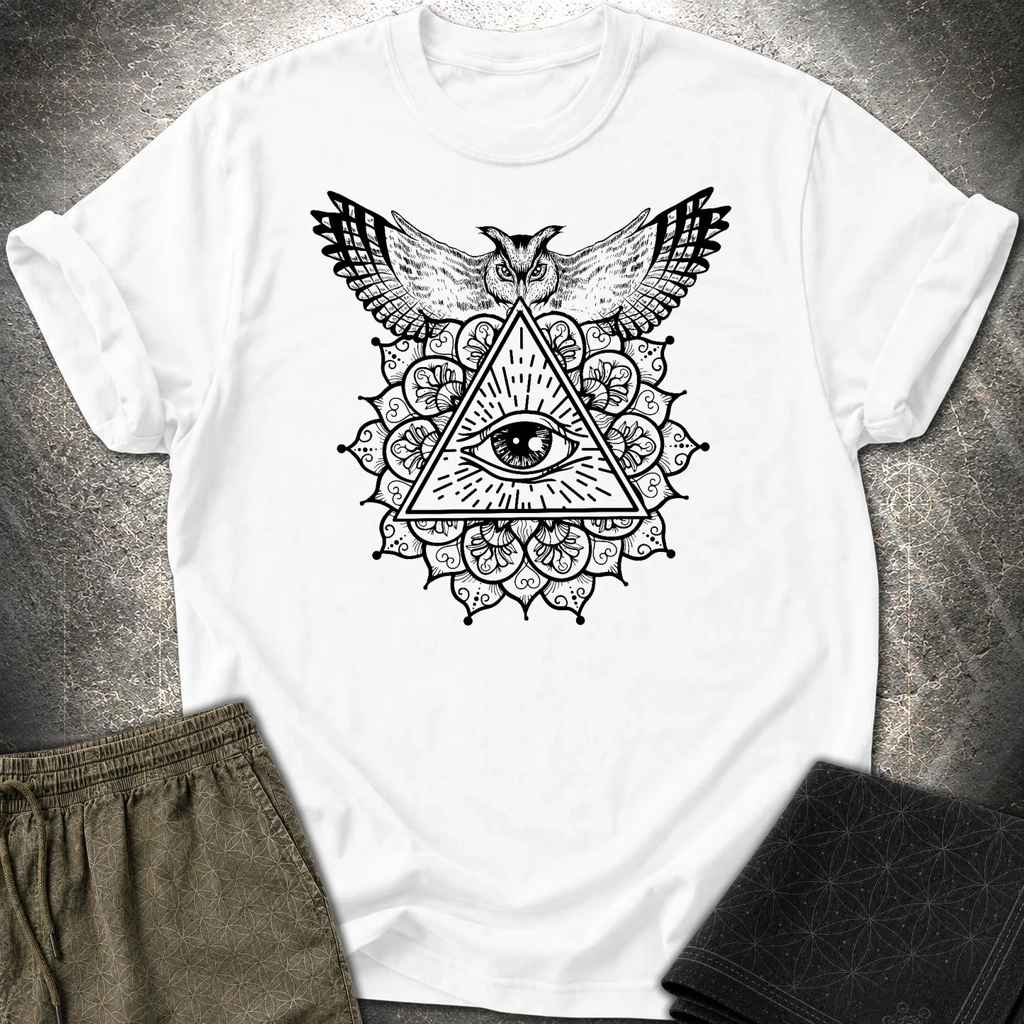 Owl Mandala Providence T-Shirt - Owl Mandala Providence T-Shirt - White
