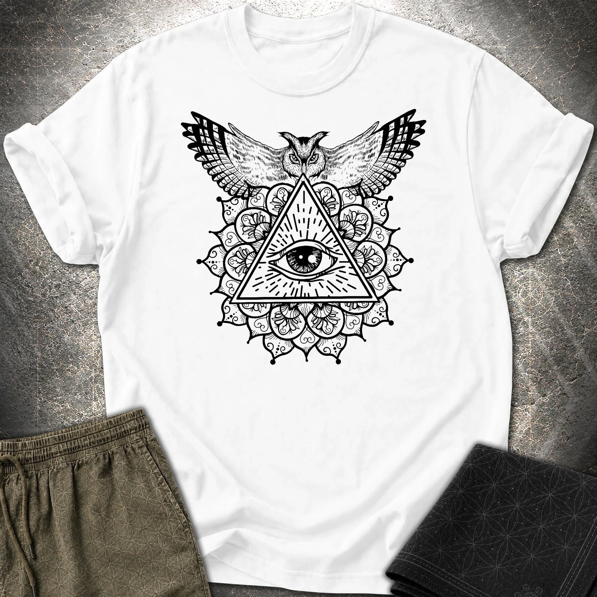 Owl Mandala Providence T-Shirt - Owl Mandala Providence T-Shirt - White