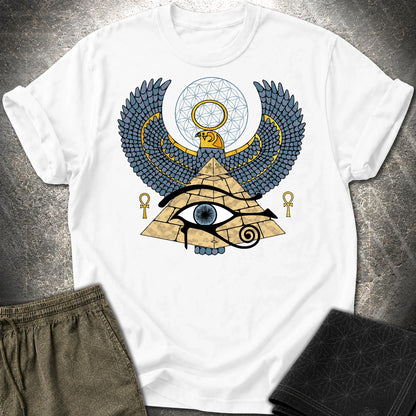 Horus Flower Of Life Egypt T-Shirt - Horus Flower Of Life Egypt T-Shirt - White