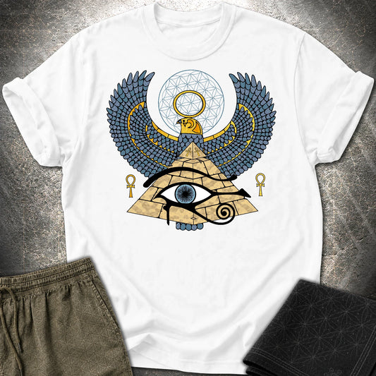 Horus Flower Of Life Egypt T-Shirt - Horus Flower Of Life Egypt T-Shirt - White