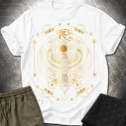Falcon Flower Of Life Egypt T-Shirt - Falcon Flower Of Life Egypt T-Shirt - White
