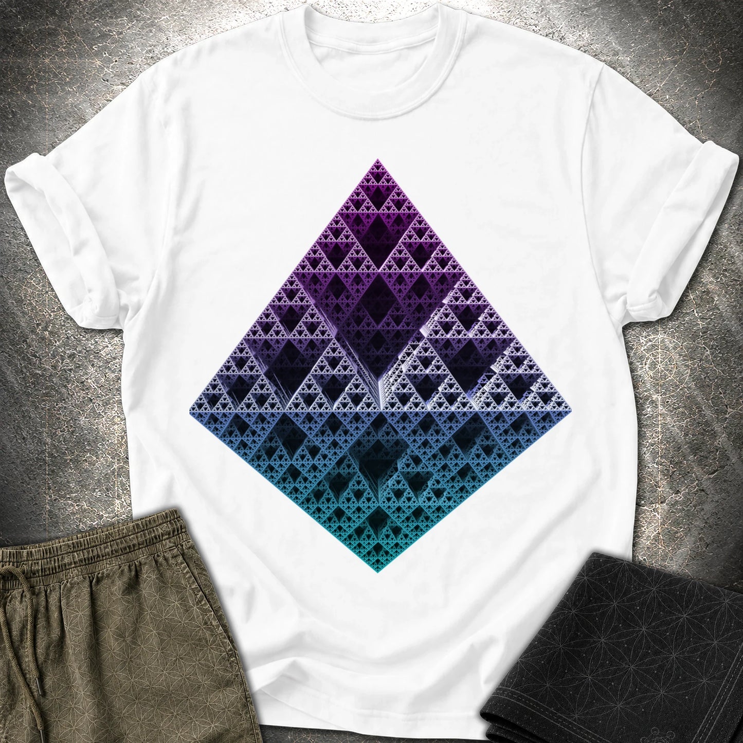 Sierpinski 3D Fractal T-Shirt - Sierpinski 3D Fractal T-Shirt - White