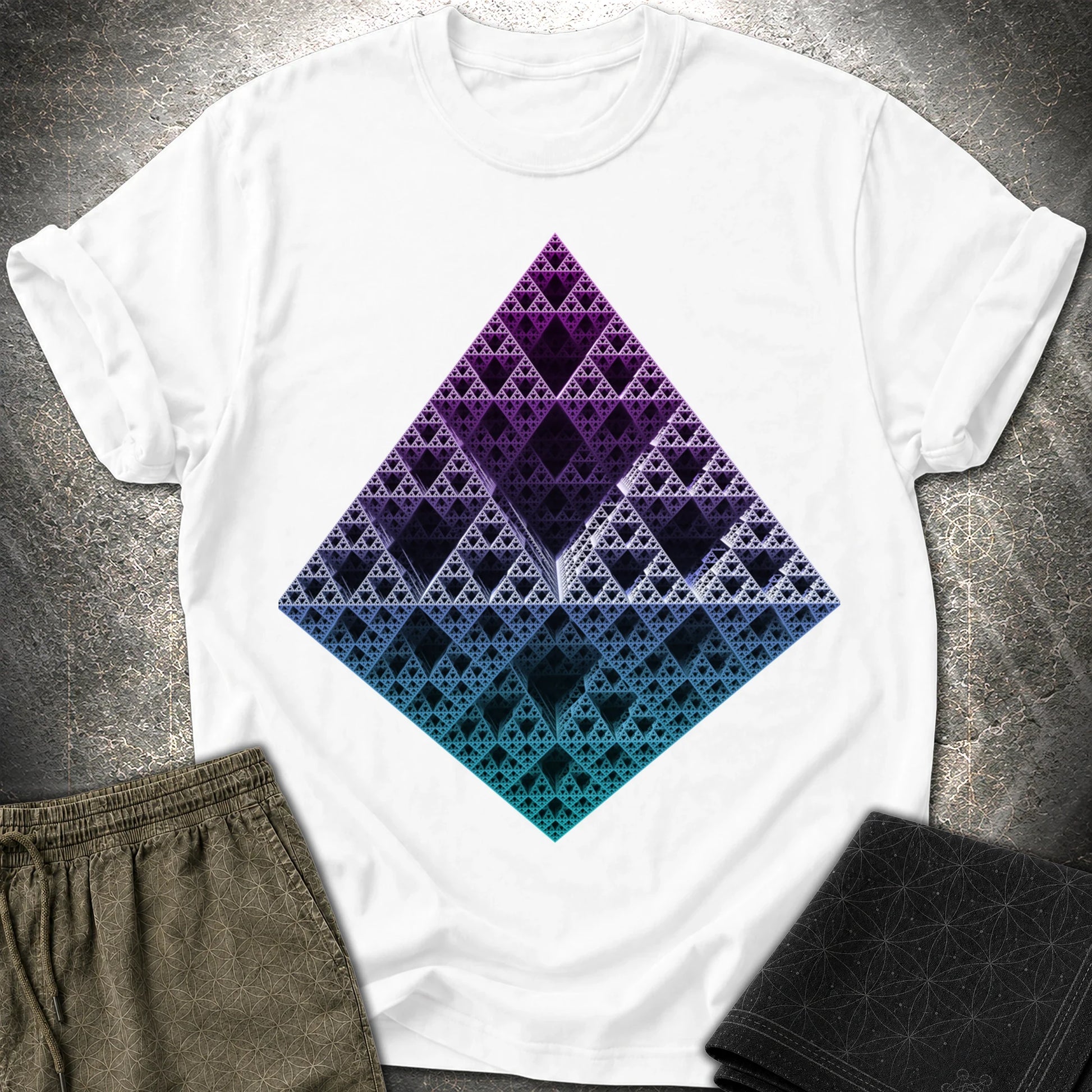 Sierpinski 3D Fractal T-Shirt - Sierpinski 3D Fractal T-Shirt - White