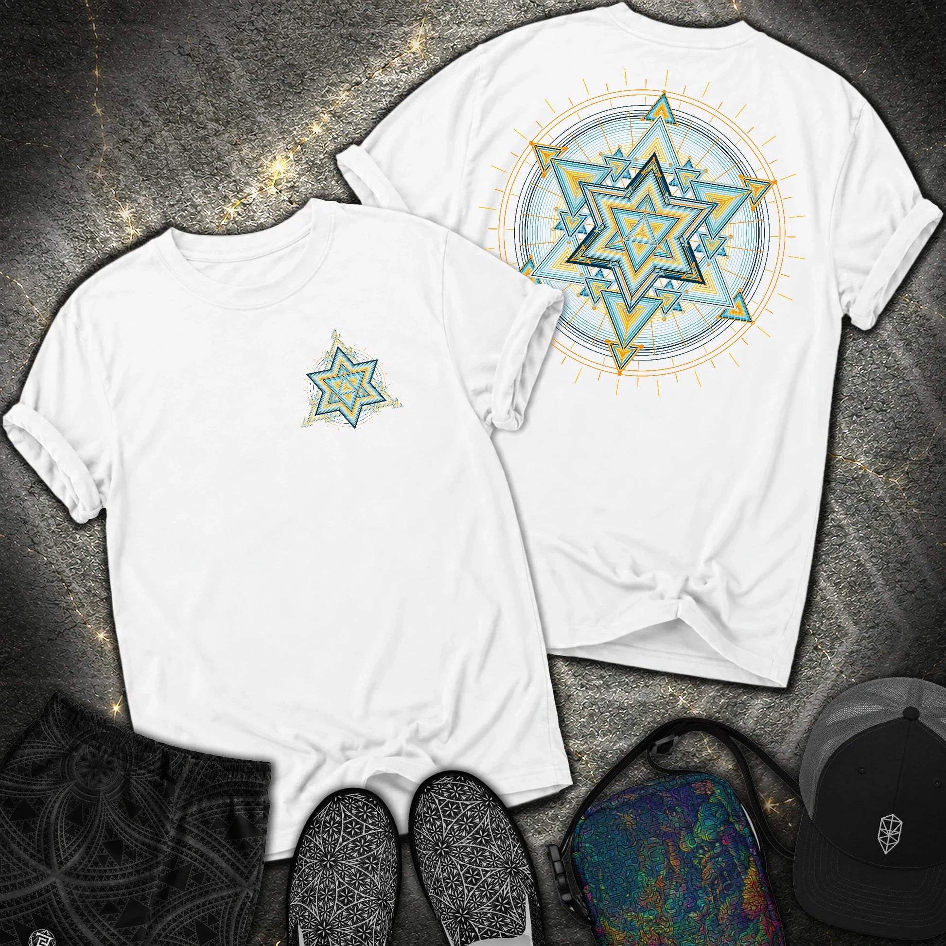 Merkaba Light Matrix Small Front 2 Sided Comfort T-Shirt - Merkaba Light Matrix Small Front 2 Sided Comfort T-Shirt - White