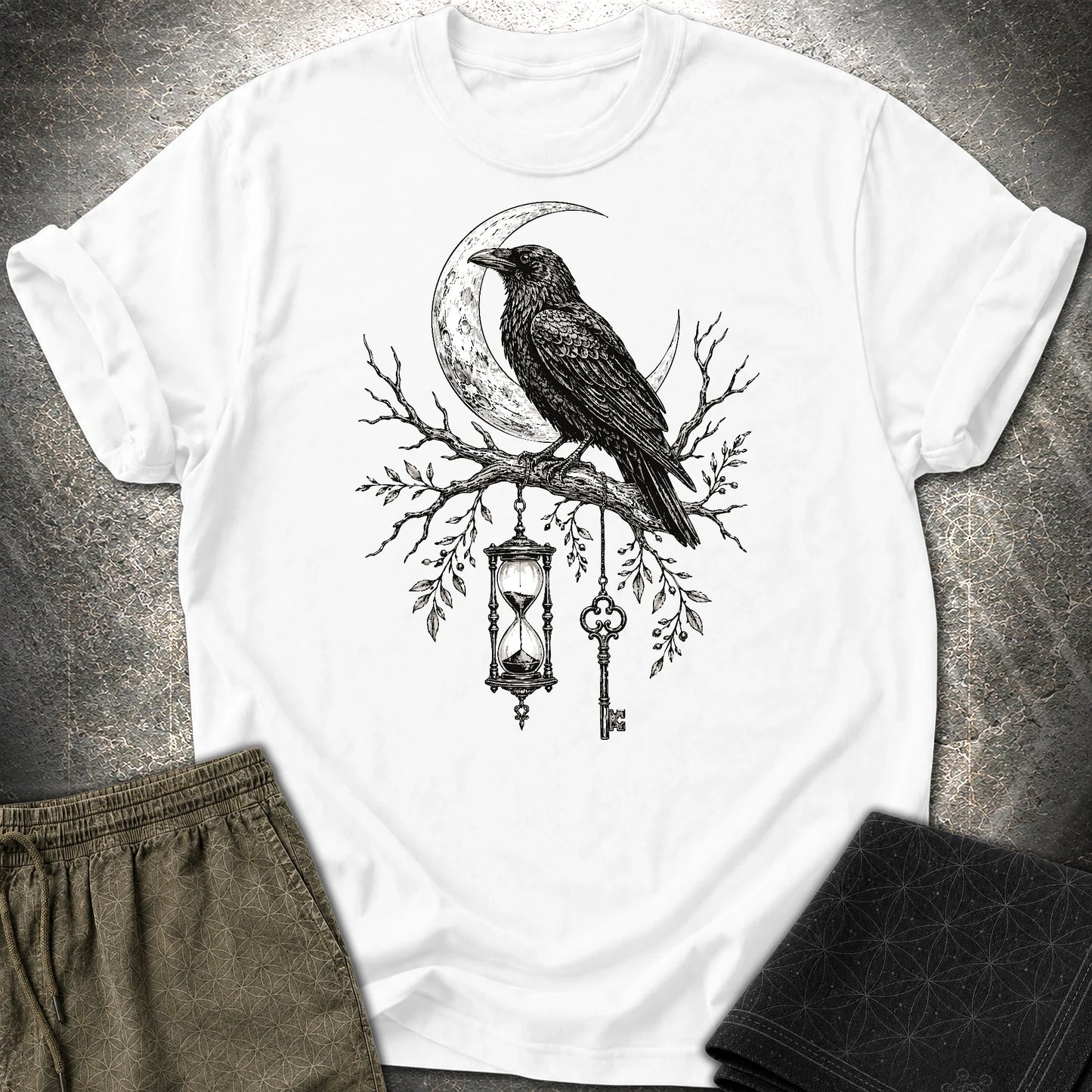 Crow Hourglass Key - Crow Hourglass Key T-Shirt - White