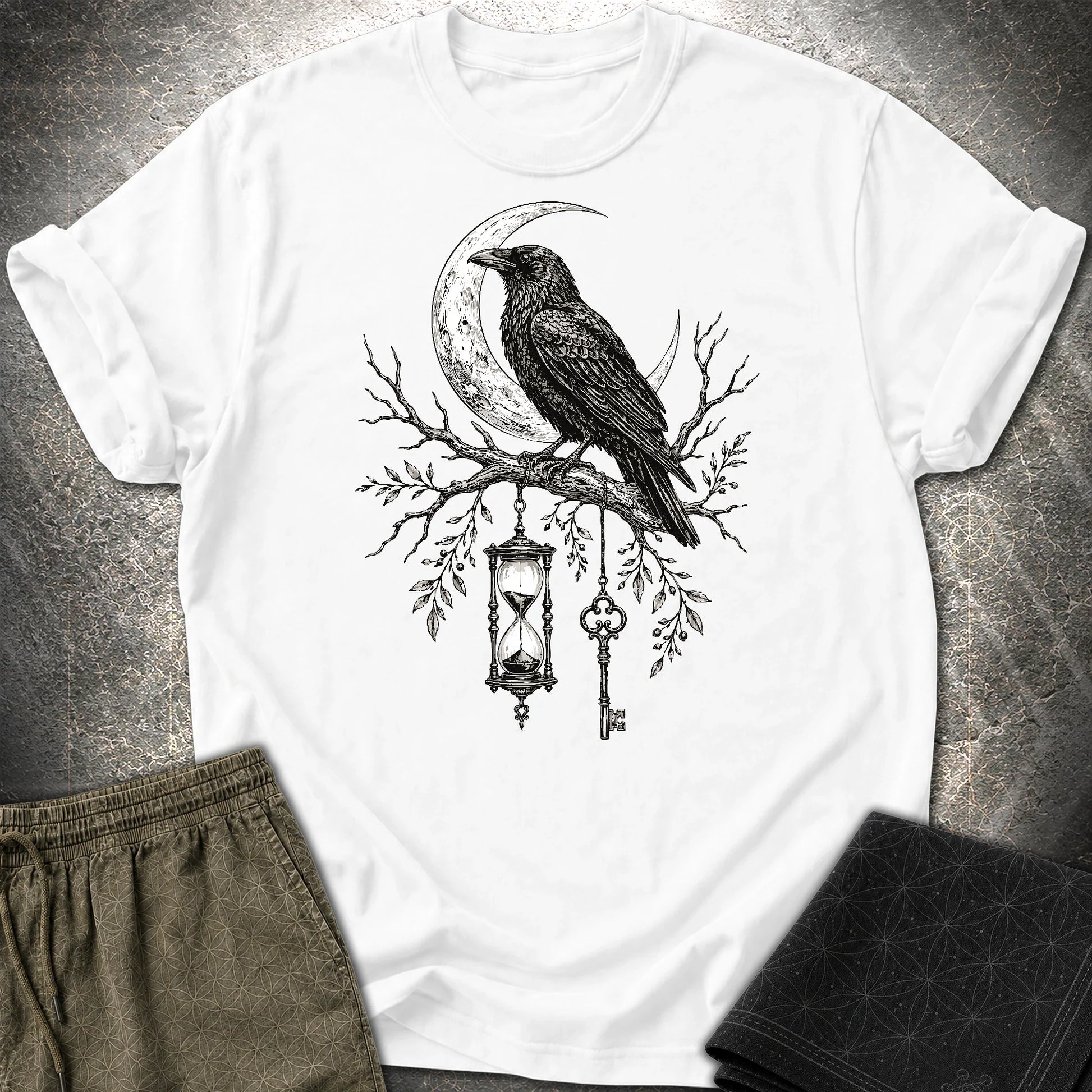 Crow Hourglass Key - Crow Hourglass Key T-Shirt - White