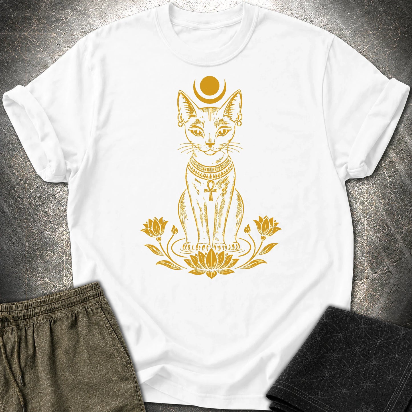 Sacred Cat of the Moon - Sacred Cat of the Moon T-Shirt - White
