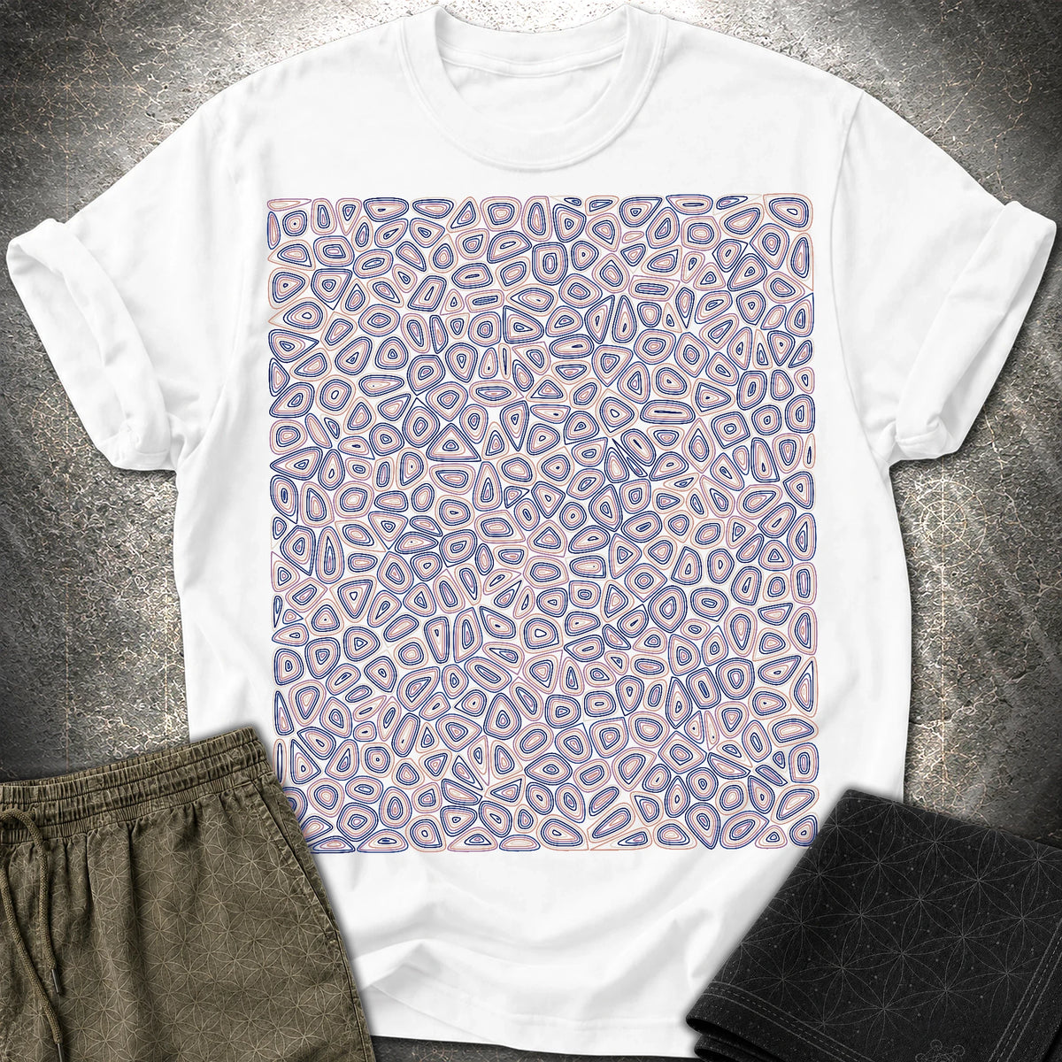 Psychedelic Boho Groovy Abstract Pattern T-Shirt - Psychedelic Boho Groovy Abstract Pattern T-Shirt - White