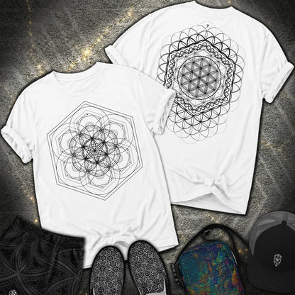 Harmony Flower Grid 2 Sided Comfort T-Shirt - Harmony Flower Grid 2 Sided Comfort T-Shirt - White