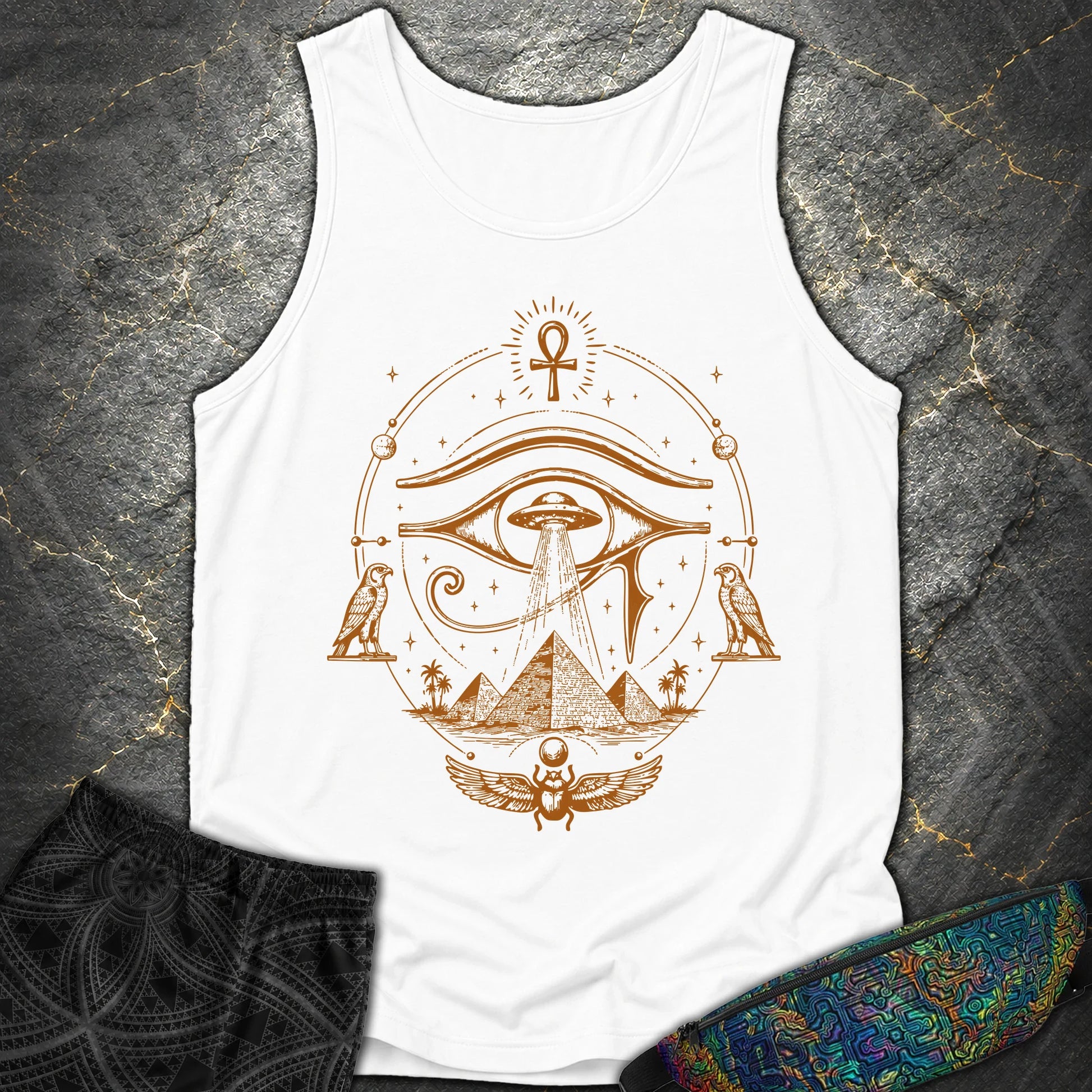 Ancient Eye Over Alien Pyramids - Ancient Eye Over Alien Pyramids Comfort Tank Top - White