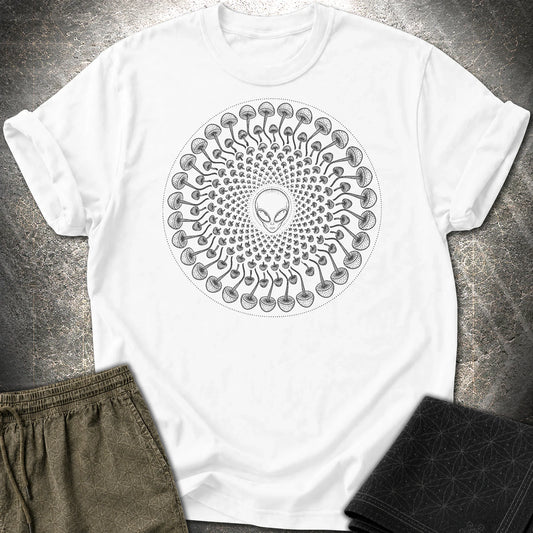 Alien Mushroom Spiral T-Shirt - Alien Mushroom Spiral T-Shirt - White