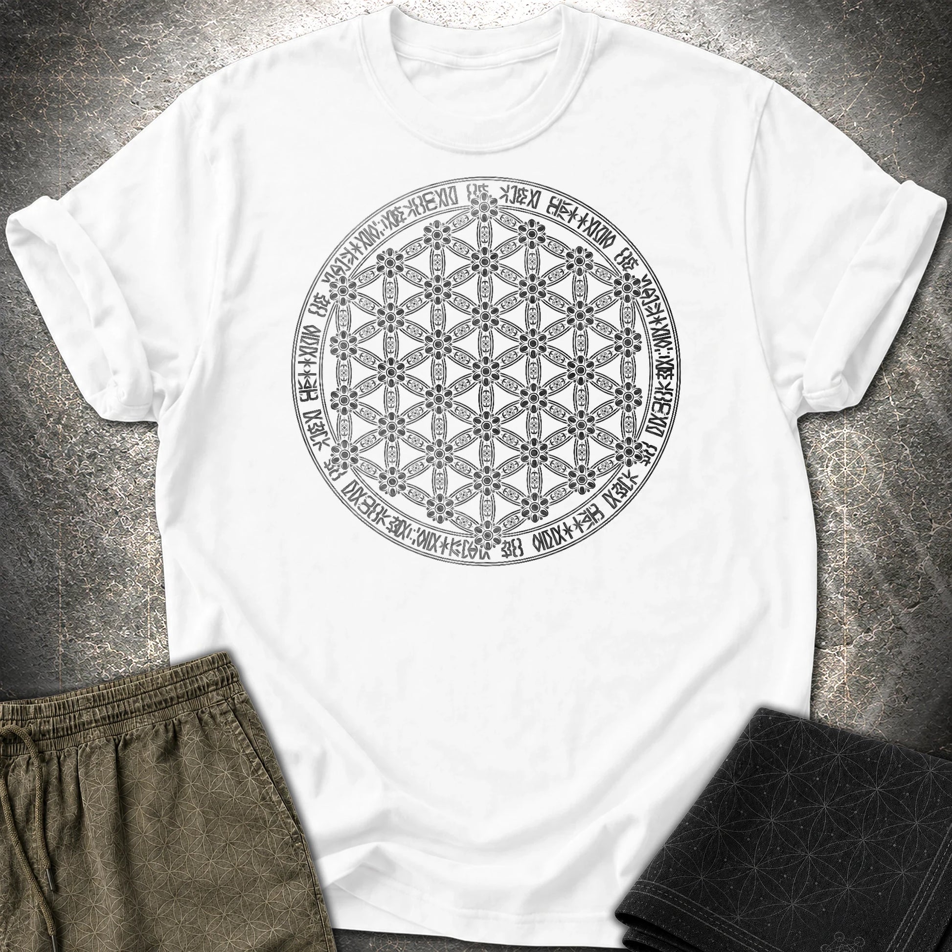 Flower Of Life Foo Lion T-Shirt - Flower Of Life Foo Lion T-Shirt - White