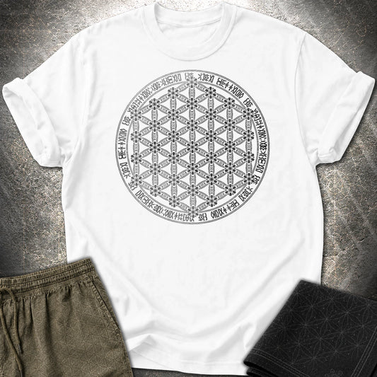 Flower Of Life Foo Lion T-Shirt - Flower Of Life Foo Lion T-Shirt - White