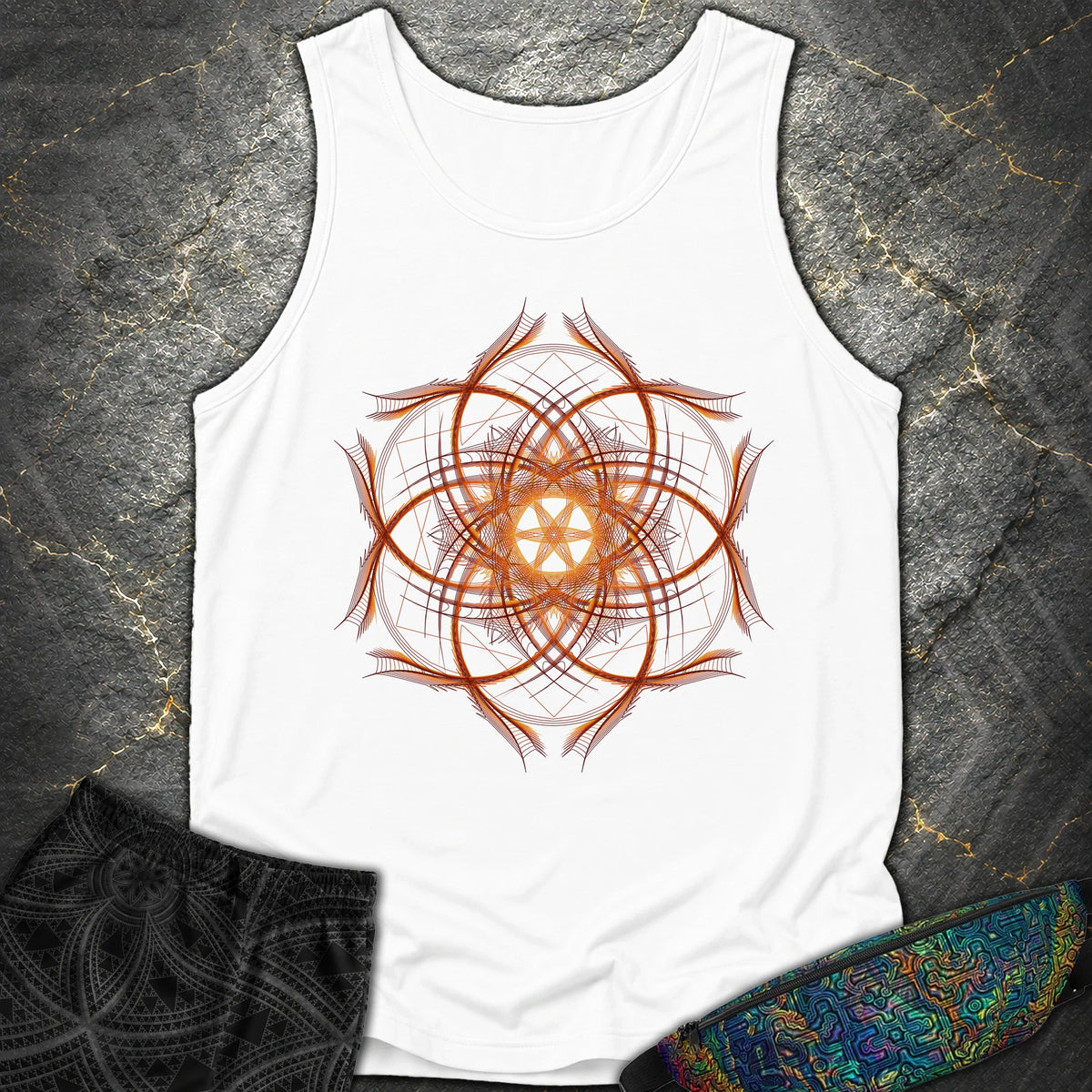 Geometric Sunset Comfort Tank Top - Geometric Sunset Comfort Tank Top - White