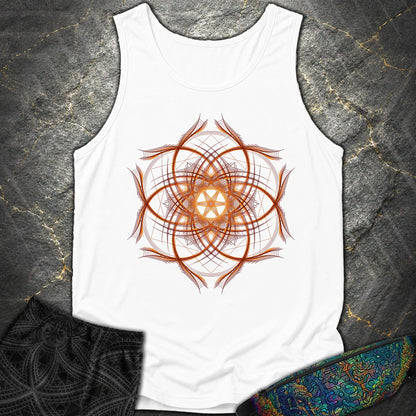 Geometric Sunset Comfort Tank Top - Geometric Sunset Comfort Tank Top - White