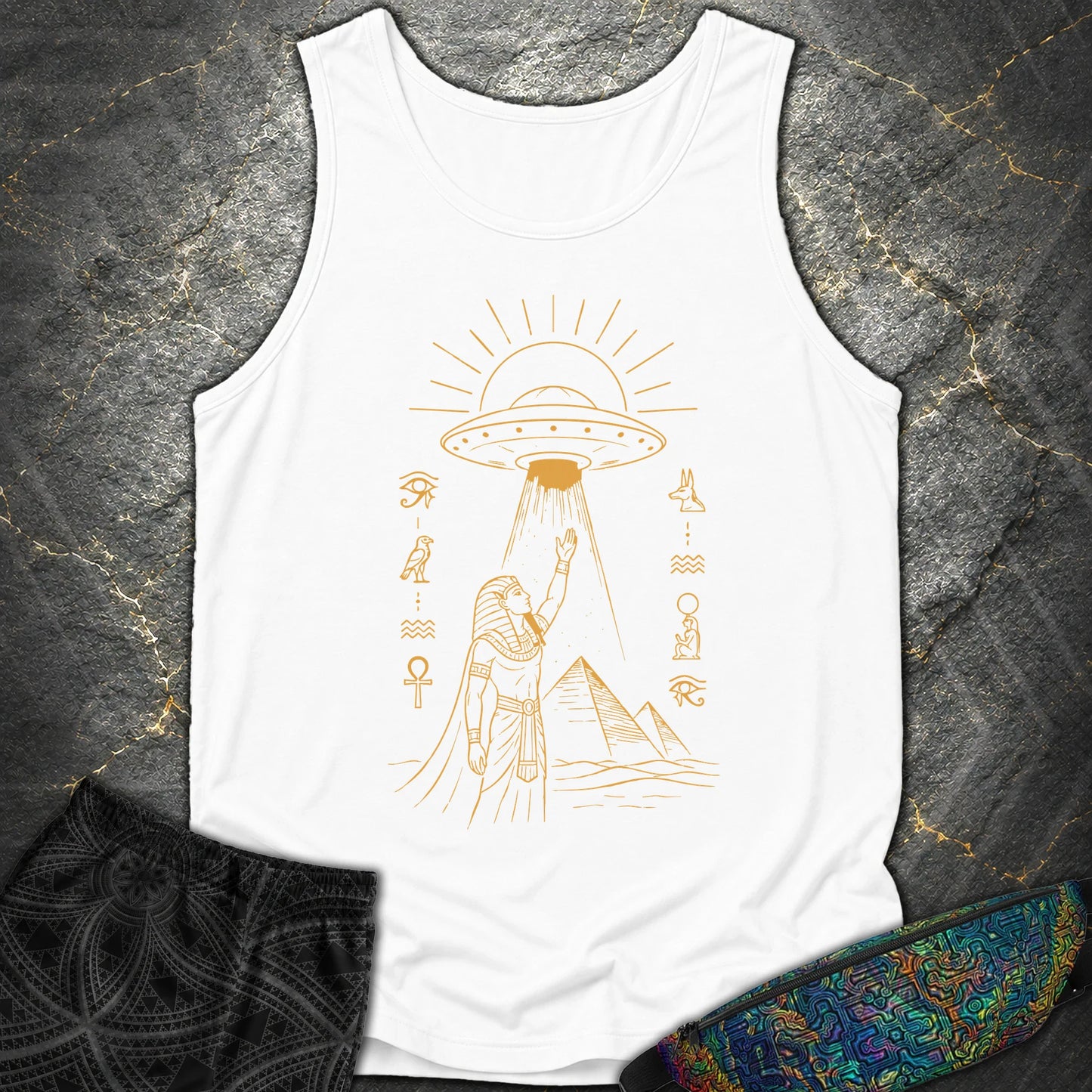 Pharaoh Reaching for the Sky Vessel - Pharaoh Reaching for the Sky Vessel Comfort Tank Top - White