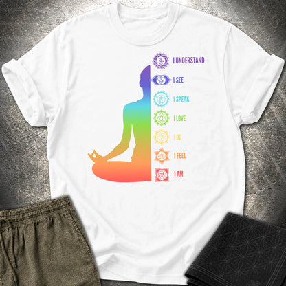 Chakras Meditation T-Shirt - Chakras Meditation T-Shirt - White